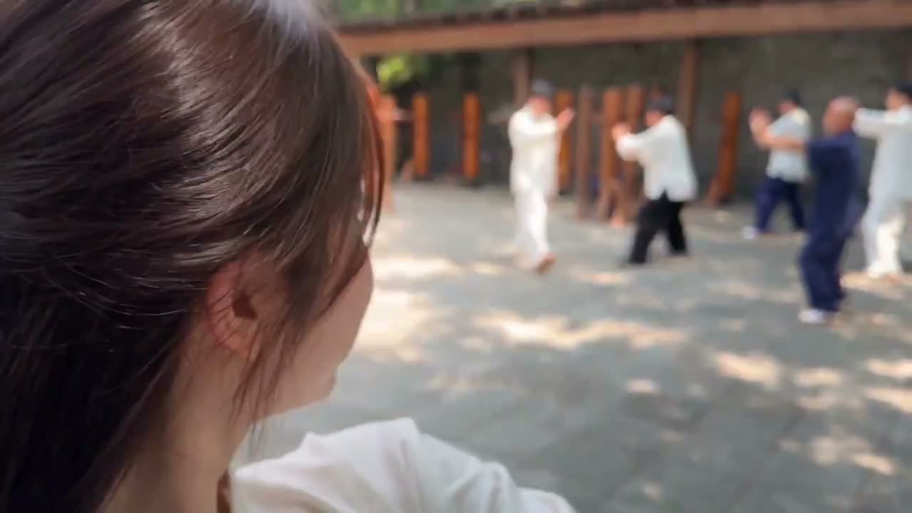 体育 vlog，继续讲述同一位20岁出头的年轻韩国女性在完成中国传统功夫训练后的故事。她穿着相同的训练服，并在整个过程中保持完美的人物一致性。视频拍摄于中国同…