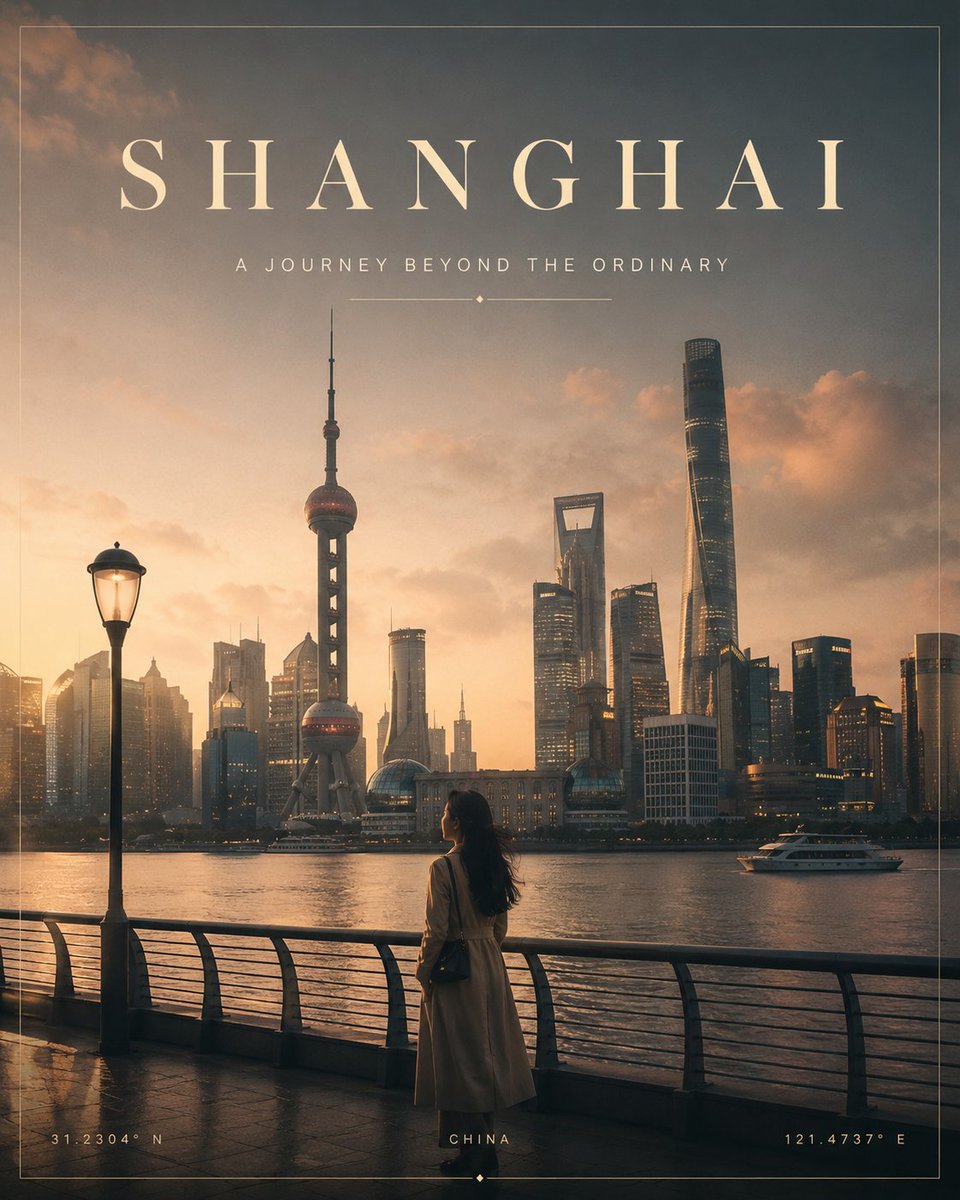 创作一张高端电影级极简风格的[目的地]旅行海报，严格采用 4:5 竖向画幅比例。自动根据目的地的真实地理、建筑、文化、气候、历史、自然地标、色彩与氛围调整画面。 以最具标志性与视…