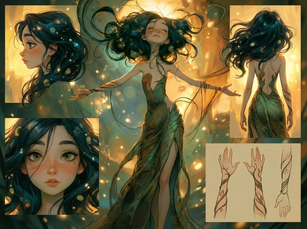 现实主义奇幻电影，高体积光，深景深，Image_1 Image_2 在森林中央的魔法阵上与 Image_3 相会，多个动态镜头角度，15 个镜头切换。https://t.co/g…