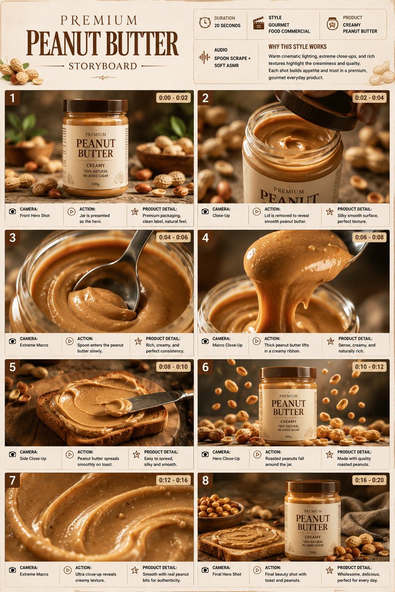 Nano Banana 2 × Gemini Omni flash 1.1 Prompt - TITLE: Premium Peanut Butter Pro…