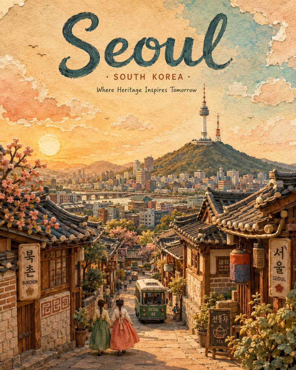 创作一张 4:5 竖版高级旅行海报插画，主题为 [LOCATION]，采用独特的混合媒介风格，融合手工黏土／橡皮泥立体造型、水彩画、纹理纸张、有机墨线轮廓以及细腻的剪纸拼贴效果…