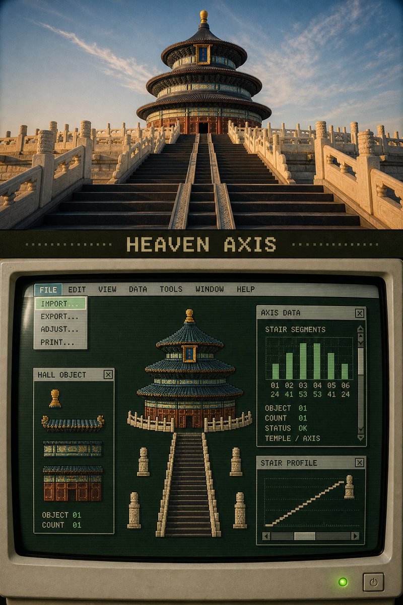 请将上传的每一张旅行照片分别制作成一张独立的3:4竖版“复古像素工业旅行档案”编辑海报。每张照片单独输出，不进行多图拼贴。 这套风格不是把整张照片直接像素化…
