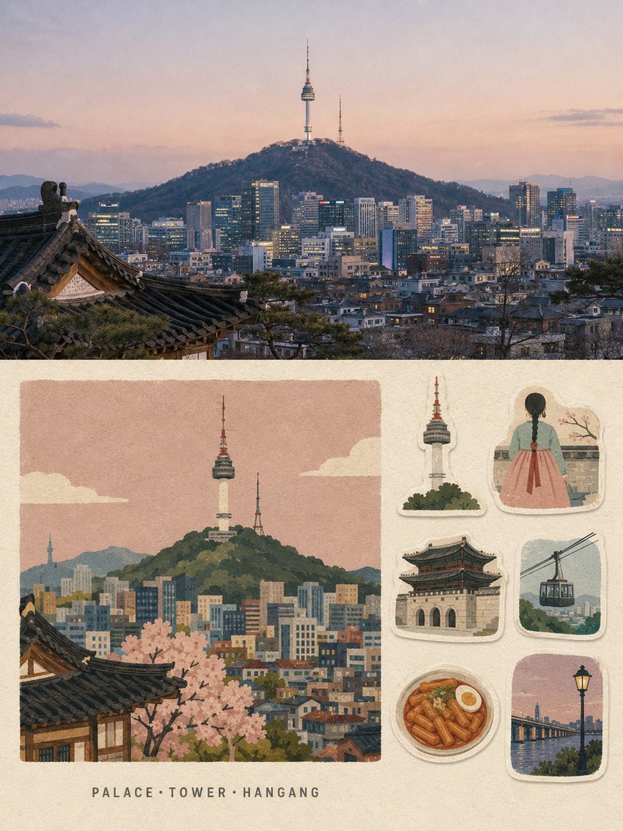 根据[LOCATION]的文字描述，创作一张严格比例为3:4的竖版旅行记忆拼贴海报。 将海报分为上下两个水平区域。 上半部分——约占50%：创作[LOCATION]的高级旅行摄影…
