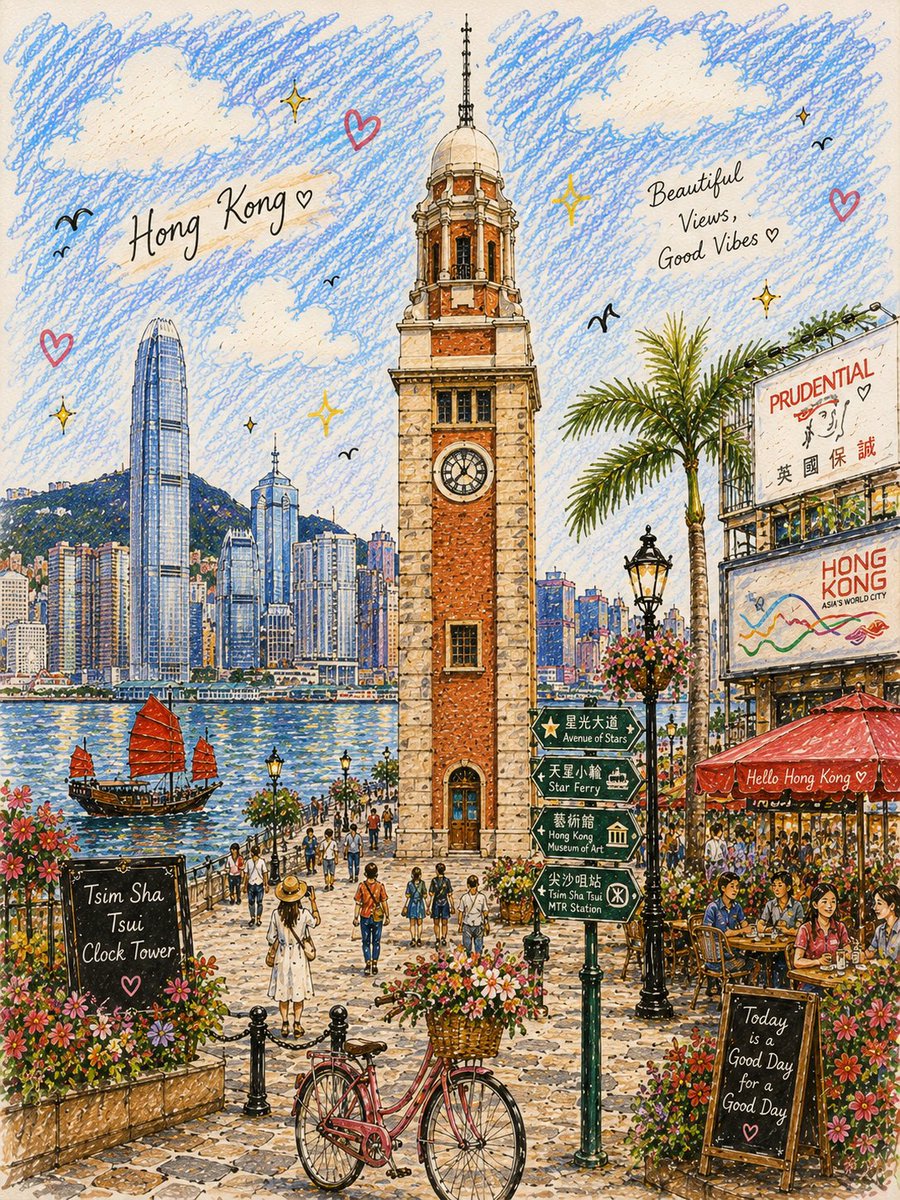 创作一幅迷人的手绘插画旅行场景，以 [ICONIC STRUCTURE]（标志性建筑）作为无可争议的主要视觉焦点，灵感来自一幅精美细腻的复古欧洲故事书明信片…