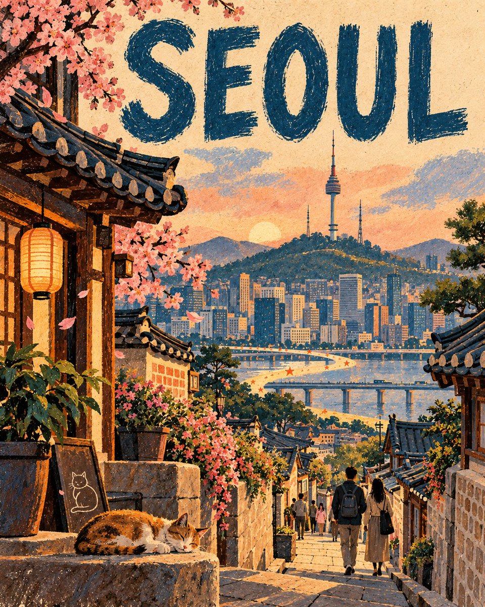 城市：[用英文输入城市名称] 地标：[输入一个主要地标] 创作一幅原创的竖版情感城市海报，展示指定的城市和地标。地标应作为中景的可识别视觉焦点，简化成优雅的几何形态，而非以照片级…
