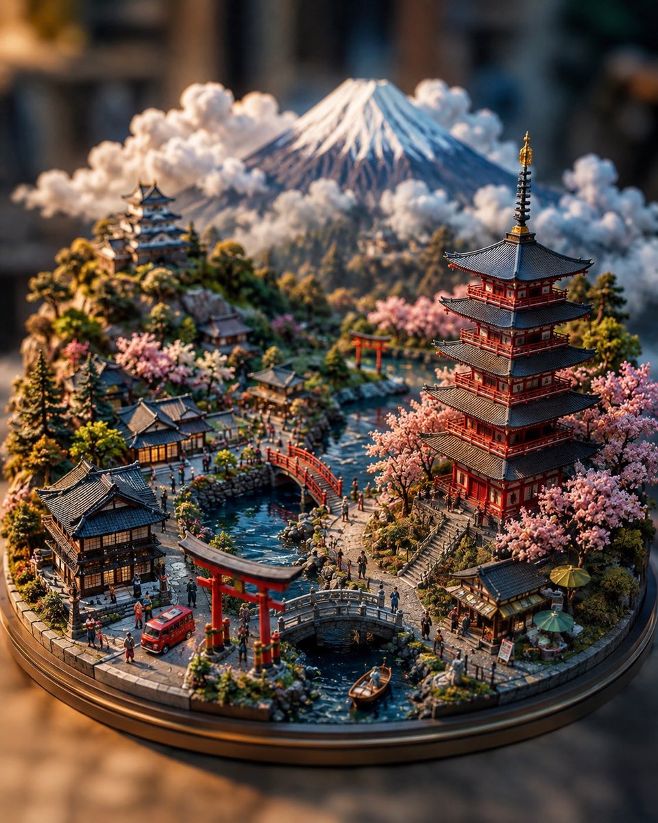 创作一个异想天开的手工微缩世界，代表 [CITY / COUNTRY]，设计为一个统一连贯的三维场景。以 [ICONIC LANDMARK] 作为主要视觉焦点，周围环绕 3–5…