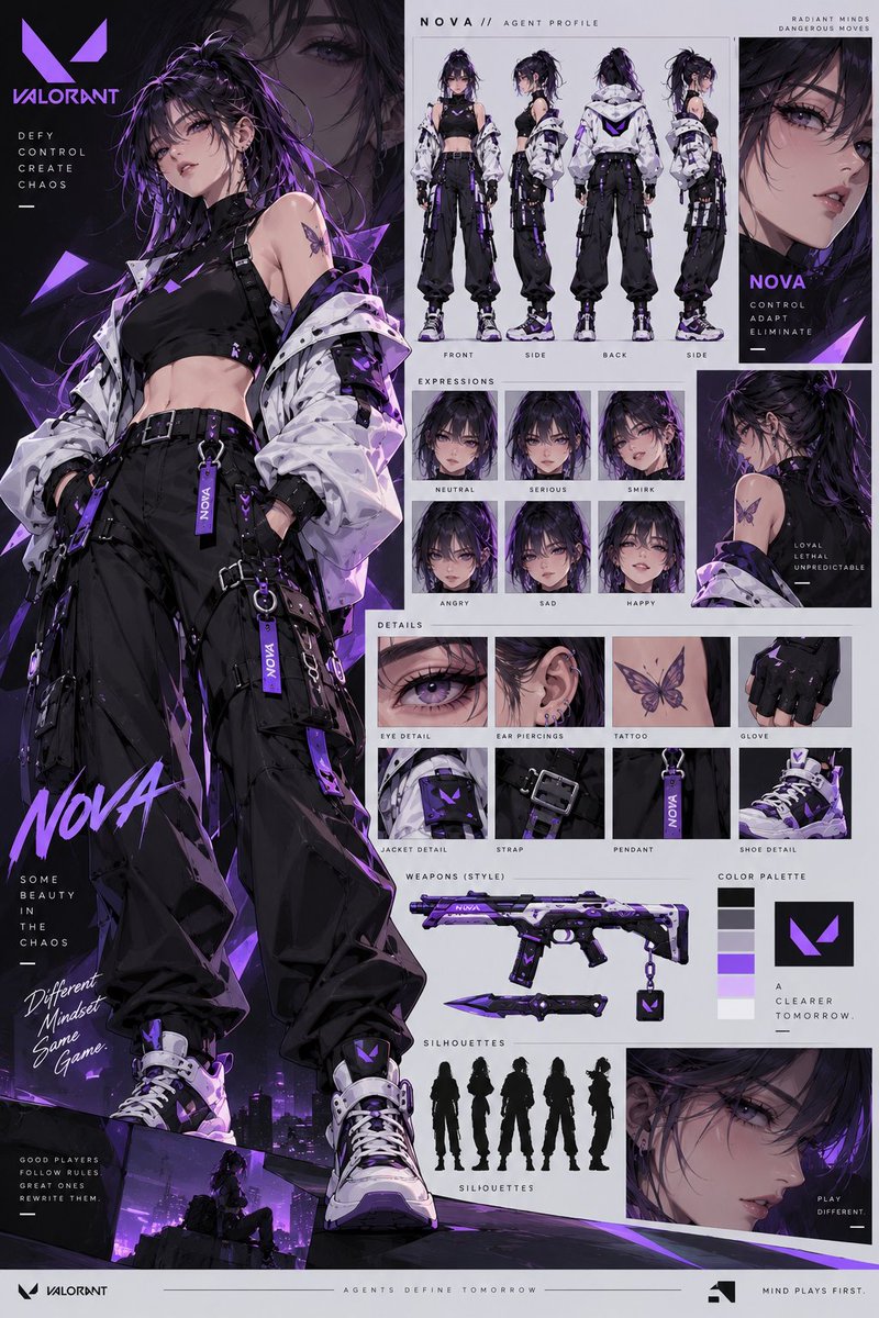 认识 NOVA，VALORANT 战场上的全新力量。 她不会等待完美的战术。她亲手创造它。 使用 Gpt image 2 制作，发布于 @itsPolloAI Prompt >…