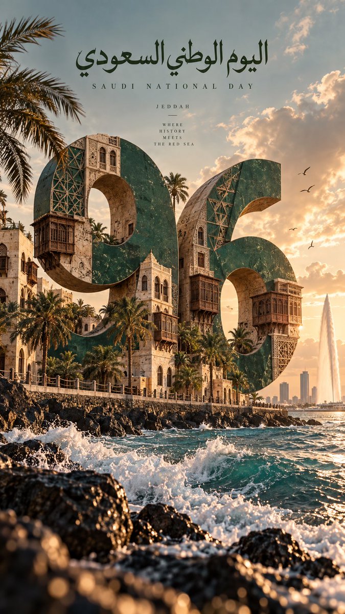 沙特国庆日96图片 💚🇸🇦 我选择了艾卜哈、吉达、欧拉、塔布克 GPT图像提示 Create a premium cinematic vertical edi…