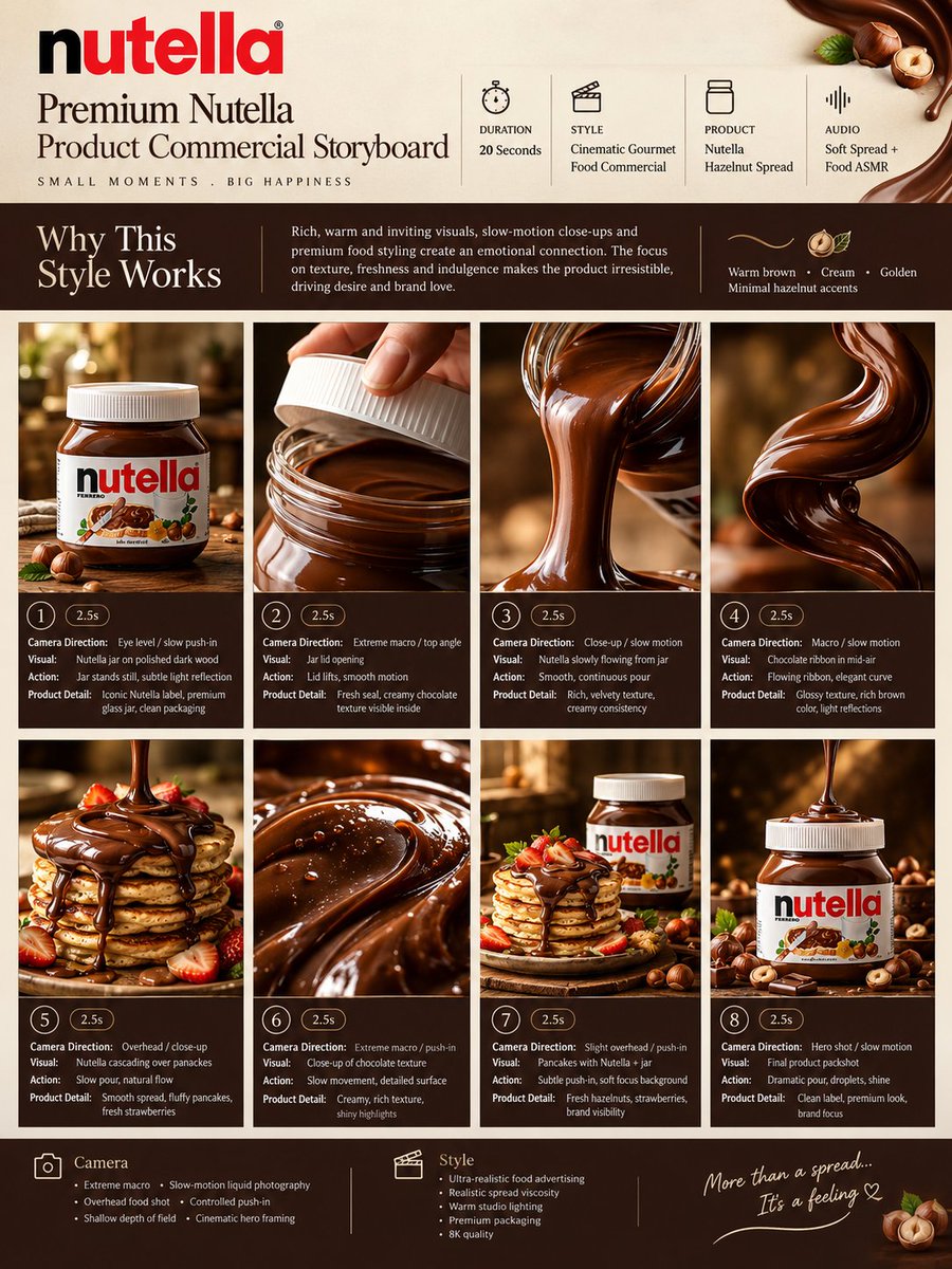 Gpt Image 2 × Gemini Omni flash 在 @ImagineArt_X 提示词 - TITLE： Premium Nutella 产品…