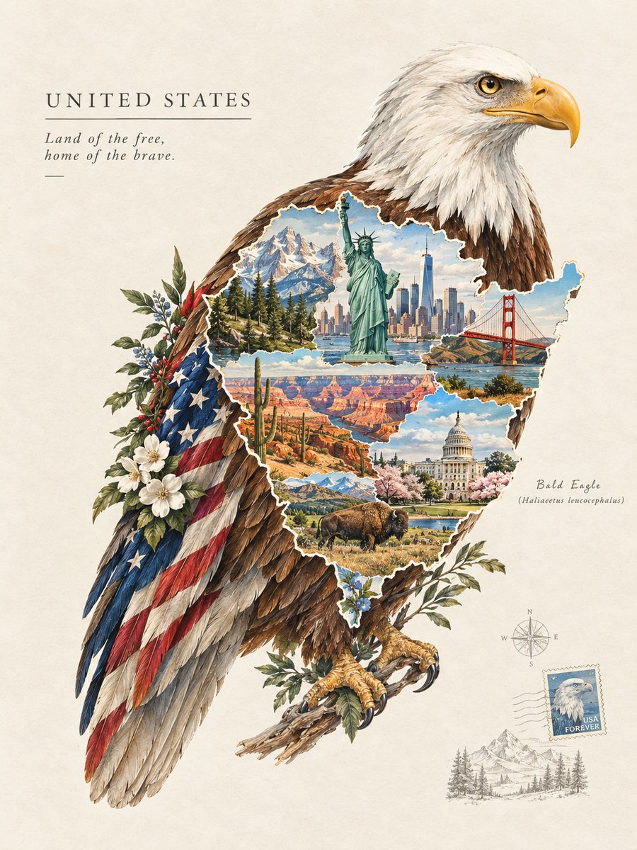 创作一幅精美的艺术插画，以[COUNTRY]（国家）的国鸟[NATIONAL BIRD]（国鸟）来代表该国家。让这只鸟自然地环绕着[COUNTRY]（国家）可辨识的轮廓展开，国家…