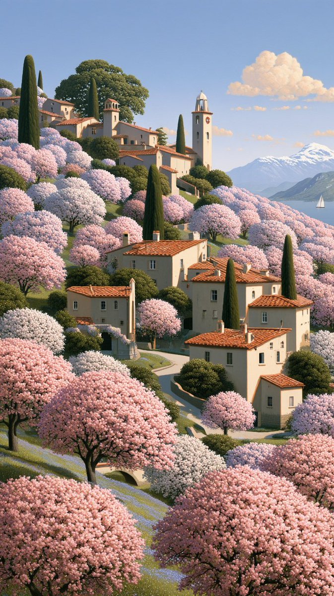 山丘披着花海与静谧，迈希尔·施里弗 (michiel schrijver) 的画作 --ar 9:16 https://t.co/pIioPbpkeT