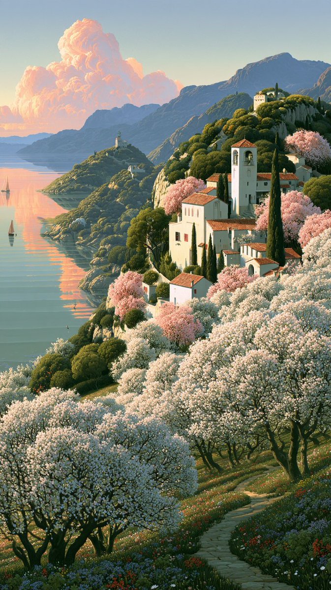 山丘披着花海与静谧,迈希尔·施里弗 (michiel schrijver) 的画作 --ar 9:16 https://t.co/pIioPbpkeT