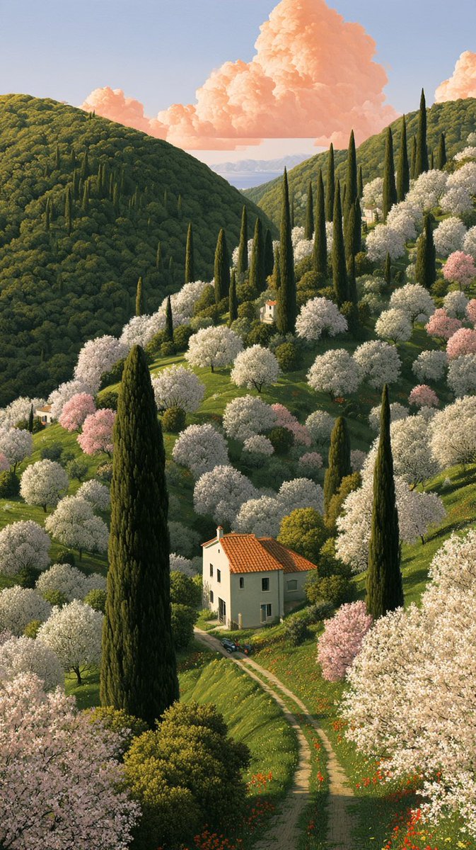 山丘披着花海与静谧,迈希尔·施里弗 (michiel schrijver) 的画作 --ar 9:16 https://t.co/pIioPbpkeT