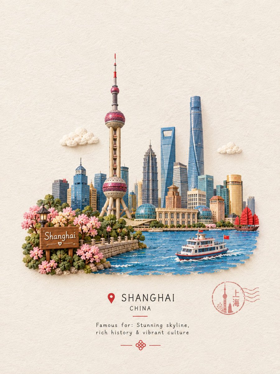 创建一个迷人的手工微缩旅行场景，以 [ICONIC STRUCTURE]（标志性建筑）作为主要焦点。 将这座地标展示为一个精美雕刻的小型 3D 模型，具有柔和圆润的细节、手工制作…