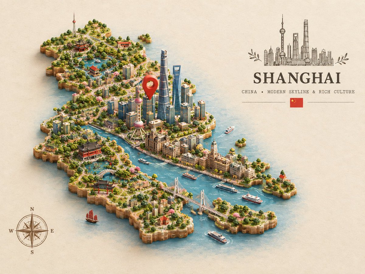 GPT image 2 on ChatGPT PROMPT 创建一个可爱的[COUNTRY] 3D 微型地图，国家边界轮廓清晰且形状准确。在[CITY]正上方…