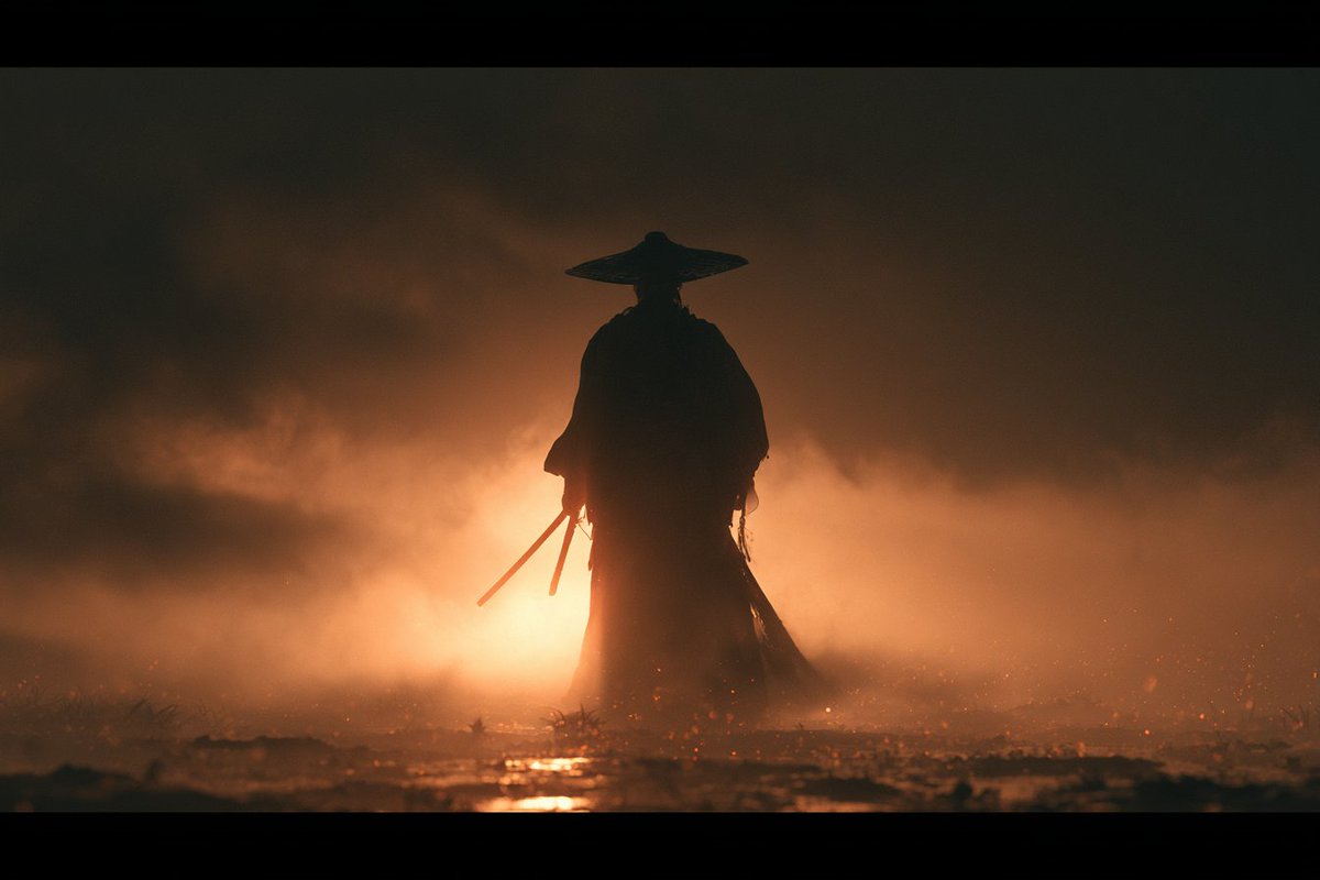 一个电影般的渲染画面，呈现[subject]被[lighting style]照亮的效果，浓雾将场景分割成富有氛围感的层次，搭配温暖的逆光、微妙发光的粒子、深邃的阴影、电影级的景…