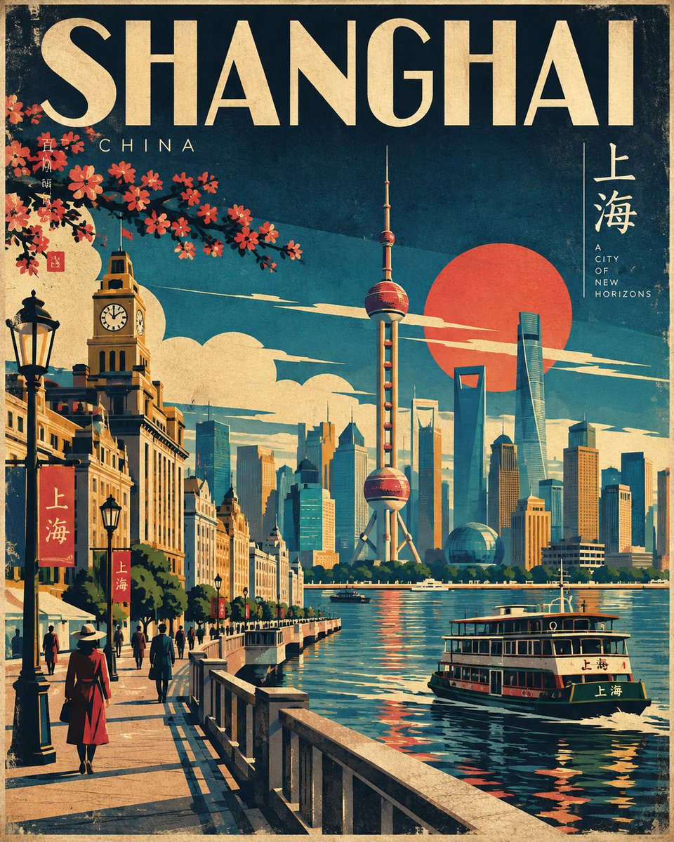 为 [CITY, COUNTRY]（城市, 国家）创作一幅高端的复古现代日式几何风格旅行海报,严格采用 4:5 纵向画幅比例。 采用精致的扁平矢量、中世纪日式…
