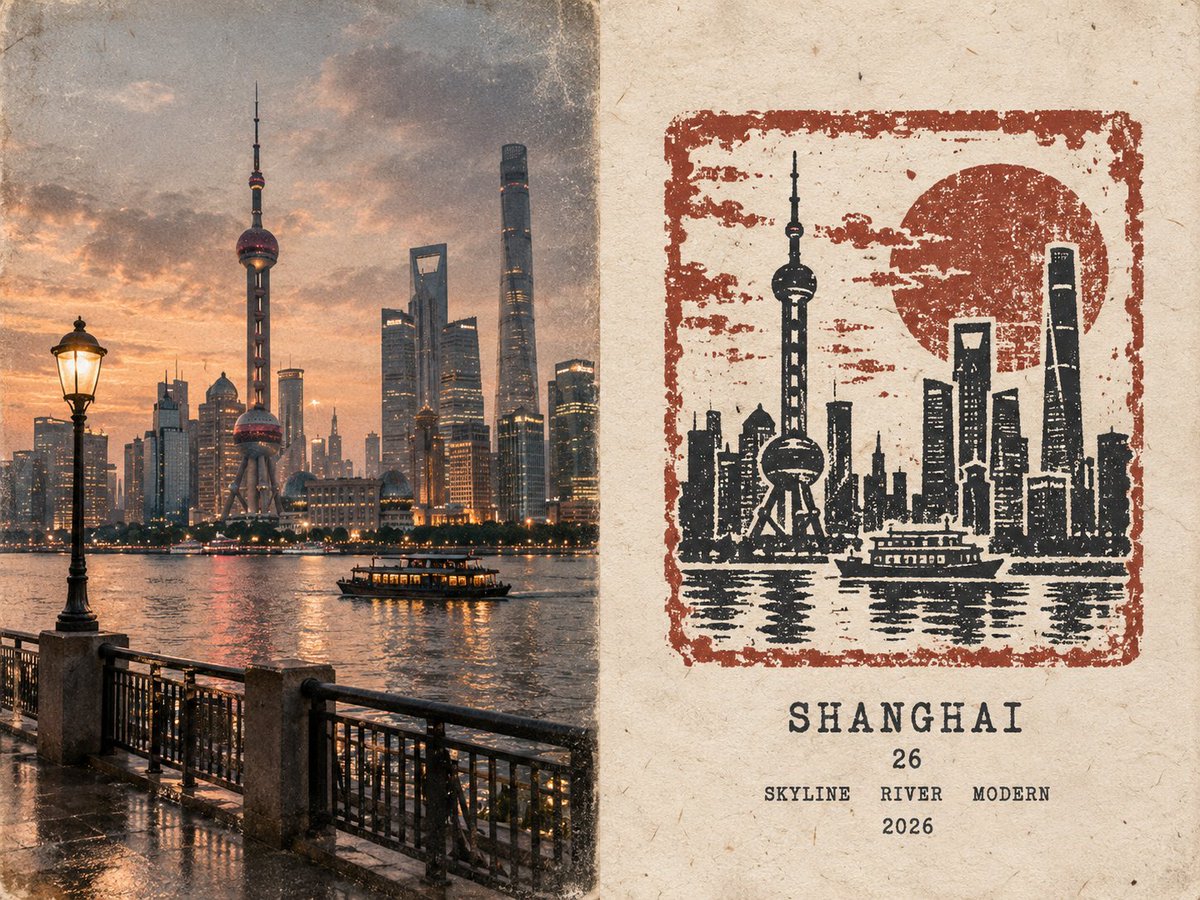 创建一张高级 4:3 横版橡皮印章旅行日记海报，主题为 [国家 / 地点 / 主题]。 仅文生图生成。整幅作品仅根据 [国家 / 地点 / 主题] 生成，无需…