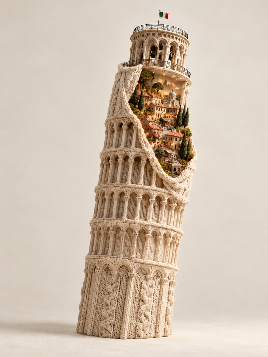 GPT image 2.5 提示词 一张超现实的、高端的建筑艺术摄影作品，将[STRUCTURE / LANDMARK]（建筑结构 / 地标）转变为一个巨大的手工纺织雕塑，同时保…