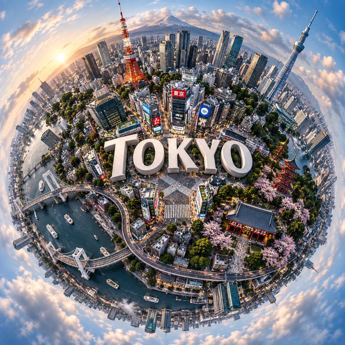 创建一个超现实主义的球形全景图，展现一座迷人的 [CITY NAME]，其最具标志性的地标建筑自然地环绕在一个微型行星般的表面上。整个城市应自然地包裹在球形景观之中，营造出令人惊…