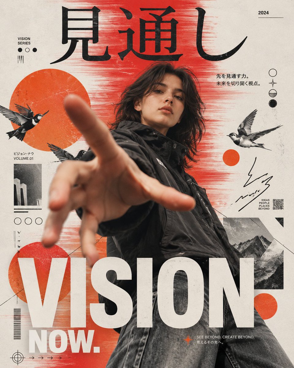 创作一张超写实的编辑时尚海报，灵感来自日本实验性杂志封面，具有大胆的当代视觉设计和电影级摄影风格。 格式： 竖版人像海报，4:5 长宽比，高分辨率，清晰专业的…