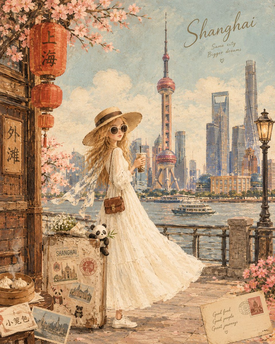 创作一幅充满奇趣的复古旅行插画，以 [COUNTRY / LANDMARK]（国家 / 地标）作为核心主题。将 [COUNTRY / LANDMARK]（国家 / 地标）标志性的…