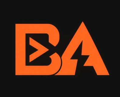为 BA Console（一个用于启动和管理 AI 智能体的移动指挥中心）设计一款精致的应用图标。创建一个大胆、几何化的“BA”字母组合标志，巧妙地暗示终端提示符和闪电，传达控制…