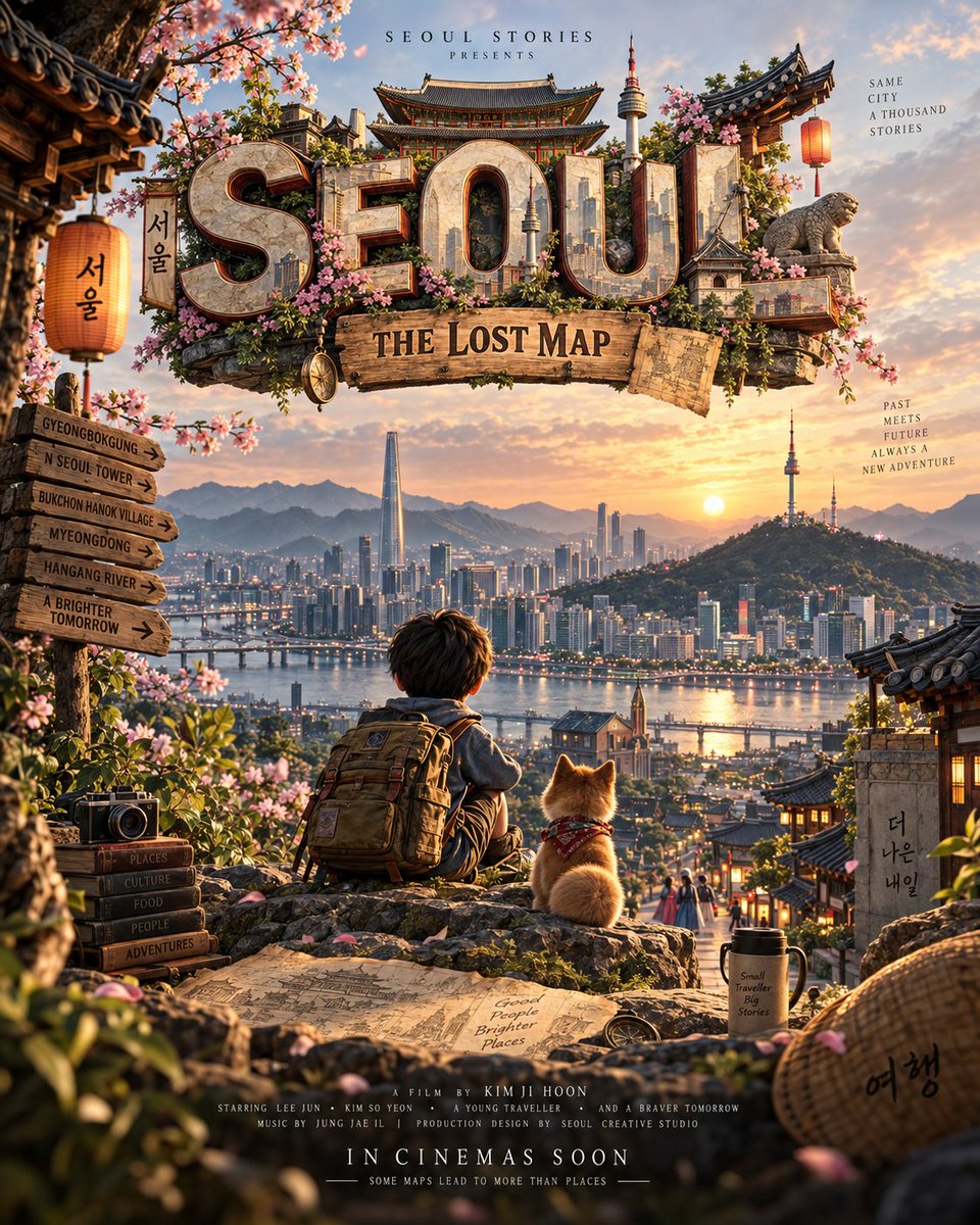 为 [LOCATION]（地点）创作一张高级感电影冒险片海报，设计为可收藏的院线电影海报。 构图：竖版 4:5 比例。上三分之一位置由巨大的立体“[LOCATION]”标题占据…