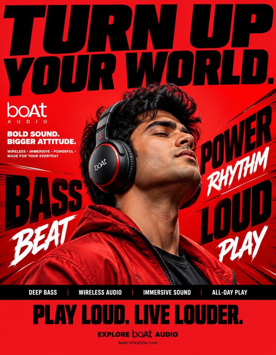 JBL — “FEEL THE SOUND.”(感受声音) 格式: 4:5 纵向超商业 JBL 耳机系列活动海报,超高分辨率 8K,全球户外广告(OOH)+ Instagram…