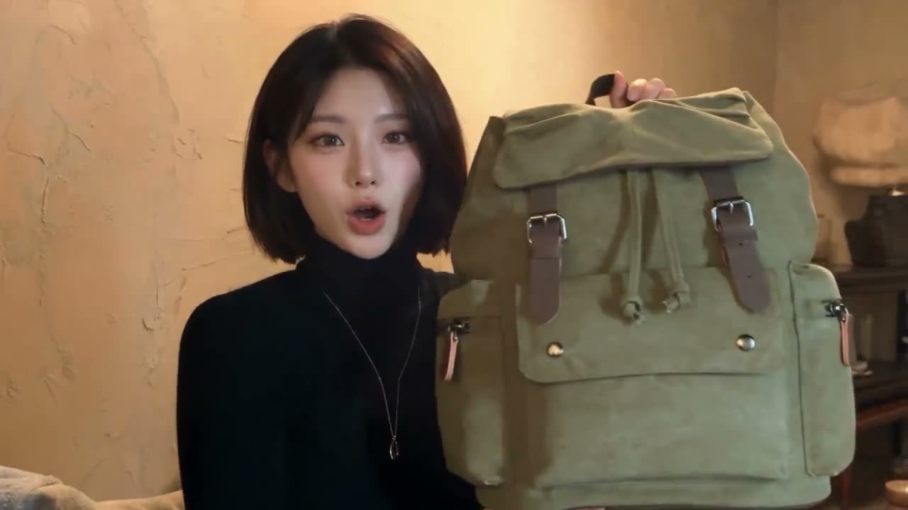 制作一支 30 秒的真实 UGC 风格社交媒体短视频,内容是一位时尚年轻女性随意展示和使用她的新日常包。视频必须感觉像是真实创作者为 TikTok 或 Ins…
