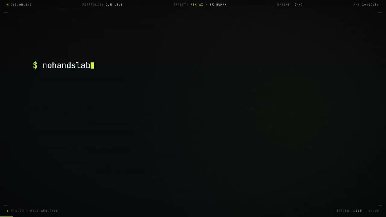 你能为 https://nohandslabs.com 制作一个15秒的动态图形视频吗？全力以赴,用你的一切,制作出最酷炫的视频。