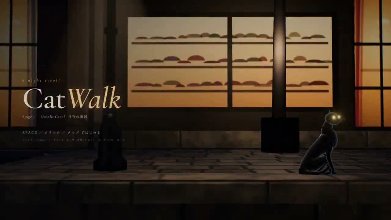 一只黑猫沿着月光下的运河夜游 🐈‍⬛🌙 CatWalk — 一款一键操作的 3D 浏览器游戏。 零图片或音频文件：小镇、猫咪的动画以及爵士乐全部由代码生成。整…