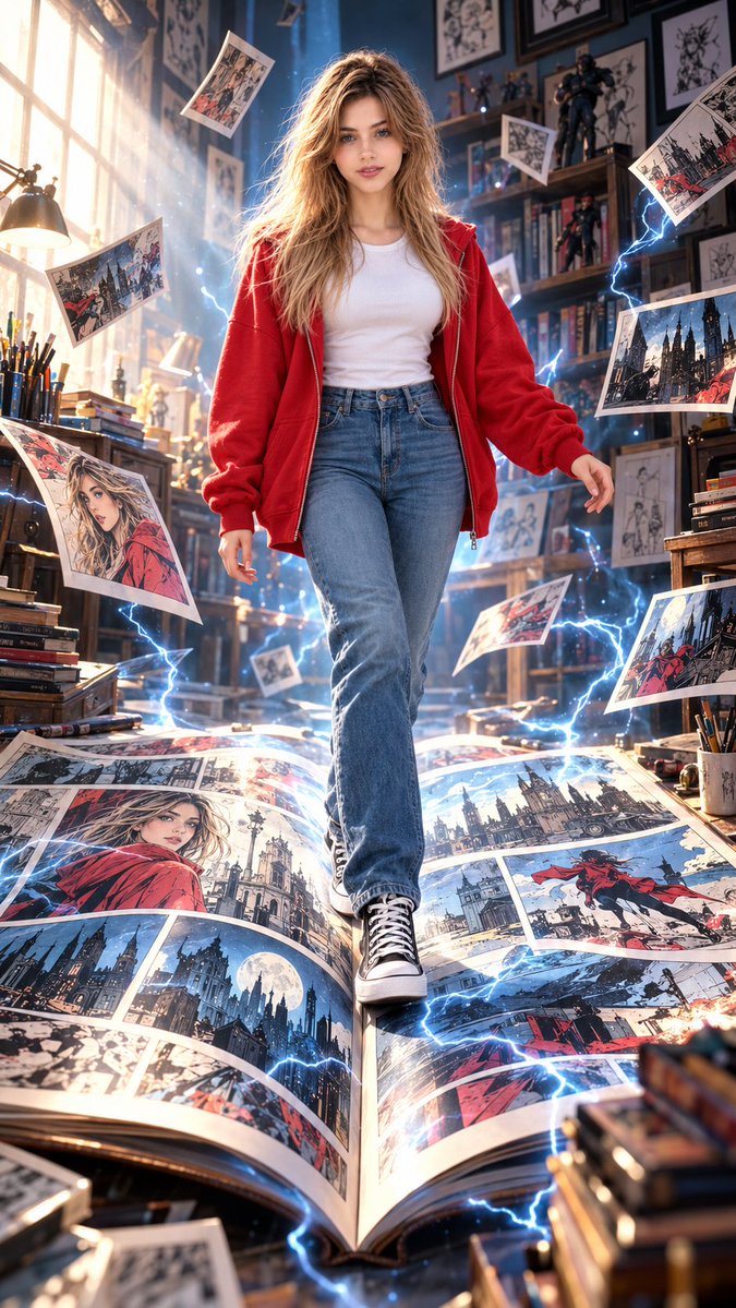 超现实 IMAX 级 Netflix 风格超现实主义电影漫画奇幻肖像，9:16 竖向构图。以所上传的图像作为主要视觉参考，精确保持面部特征、比例及标志性细节…