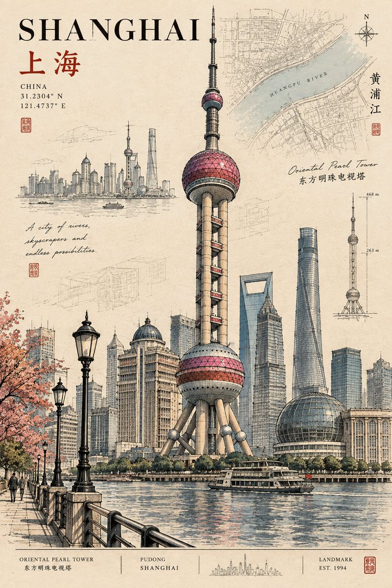 为 [国家 / 城市 / 地点 / 主题] 创作一张高品质的 2:3 竖版建筑主题旅行明信片。 纯文生图（TEXT-TO-IMAGE ONLY）—— 仅依据…