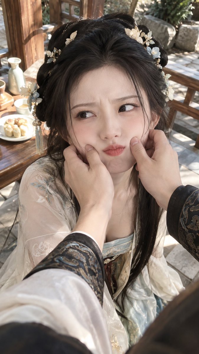 娇嗔（微蹙眉、轻抿唇、带一点恼意的撒娇神态） × 【事件】 × 宋式美学 × iPhone抓拍 https://t.co/uylxaigsJm