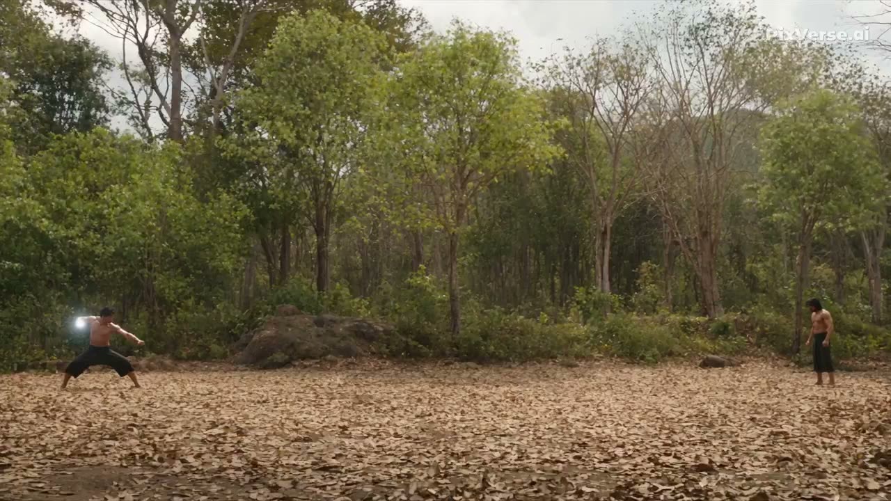 时长：10秒 格式：16:9 | 24fps 风格：极致写实真人电影化动作，顶级IMAX摄影风格，扎根现实的真实感，物理可信的破坏效果，自然森林环境。 参考锁…