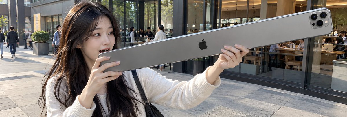 超现实主义 × iPhone快照 × 主题：{XXX} 画布比例：{XXX}，确保主体完整呈现。 核心机制：只对【主题】进行单一、明确、极端的比例或尺度夸张，严格执行指定的“超长…