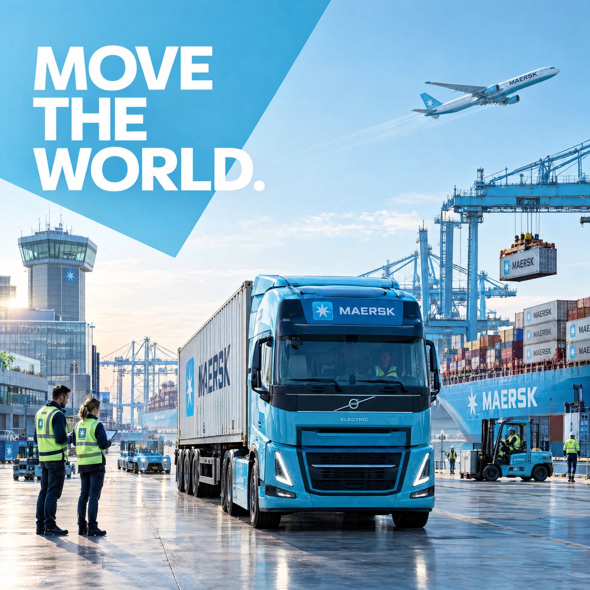 为马士基（Maersk）制作一张超高端的 Instagram 社交媒体 campaign 海报，整体观感须如同由 Pentagram、AKQA 或 Desig…