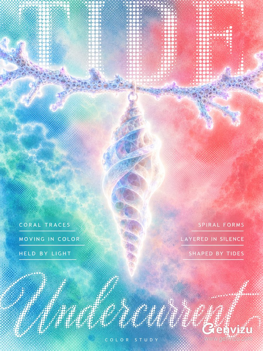 创作3:4竖版梦幻实验平面海报。背景为喷枪与湿染形成的连续色域：左下明亮青蓝和薄荷绿，中央柔粉，右侧珊瑚红，带细密半色调和均匀纸张颗粒。顶部四分之一用白色大小…