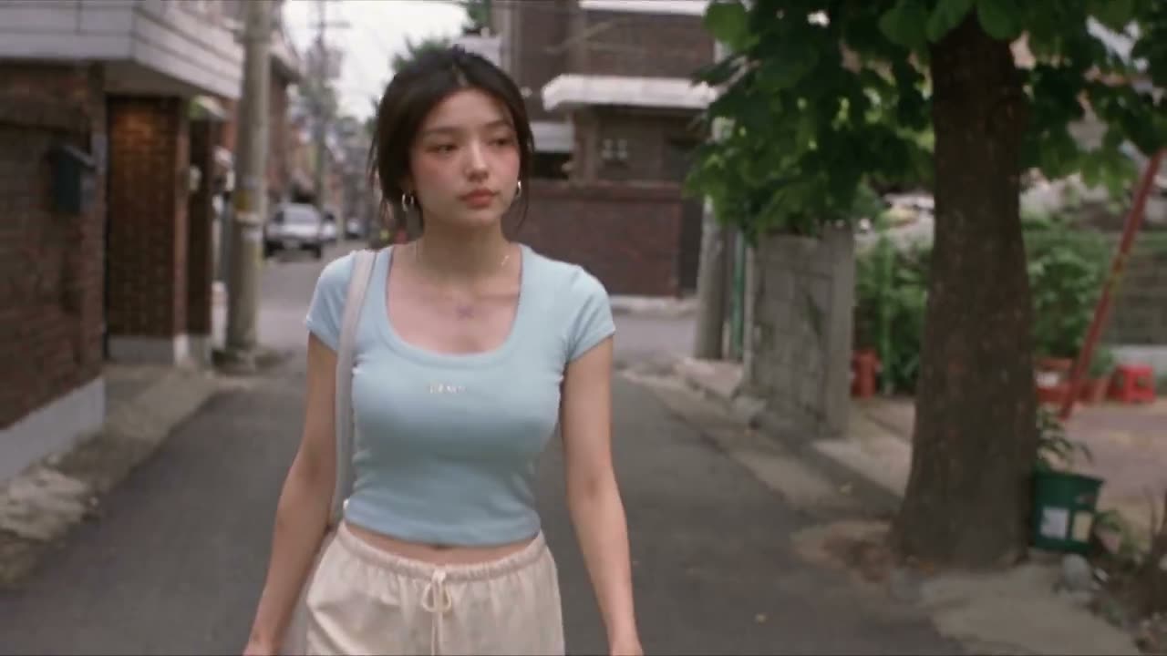 👇 制作一段30秒、1080p超写实的2000年代初DV家庭视频，内容为一位年轻韩国女性在首尔一处较老的街区度过一个安静的周日下午。 年轻韩国女性，20岁出头…