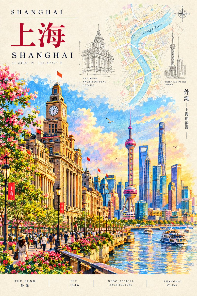 创作一幅惊艳的高端建筑旅行海报，灵感源自复古建筑插画，以 [LANDMARK / CITY]（地标 / 城市）作为主角。 以优雅的四分之三视角呈现地标，配以极…