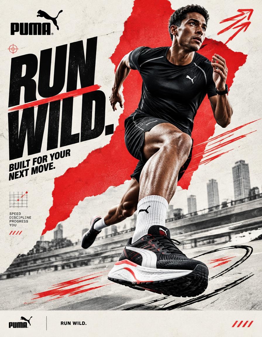 品牌名称 = NIKE 担任专注于为 Instagram 和数字广告打造大胆、面向青年受众品牌内容的社交媒体艺术总监与数字拼贴艺术家。 第一阶段:概念框架 创作一幅动态数字拼贴…