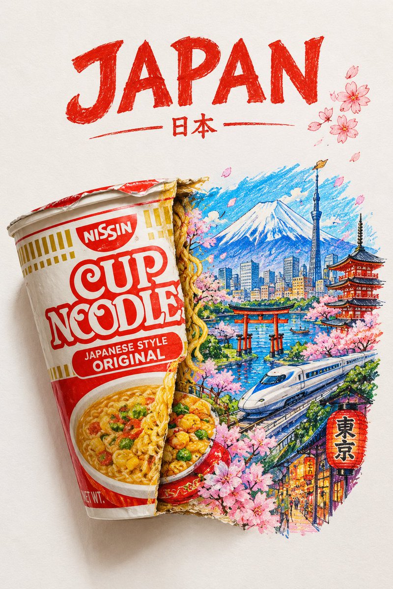 一张引人注目的俯拍艺术摄影，展示了来自[COUNTRY]的一种著名包装食品/零食，放置在一张干净的白色纸张上。在纸张的最顶部，用大号、粗体、美观的字体写下"[…