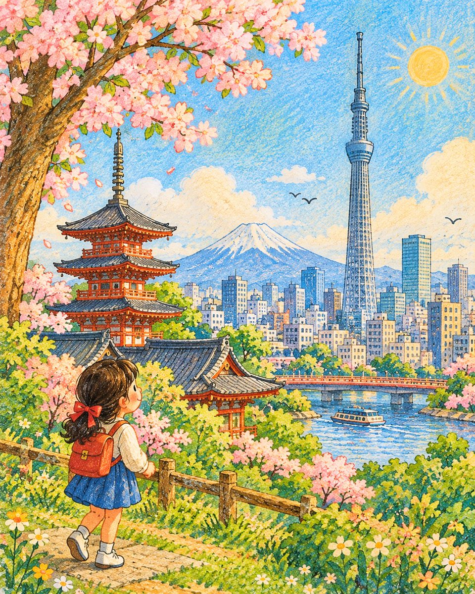 创作一幅迷人的儿童绘本风格插画，主题为[LANDMARK]，灵感源自复古活动手册的美术作品。将这座地标置于明亮、梦幻的乡村或自然环境中，使用柔和的手绘黑色轮廓、圆润的插画元素、温…