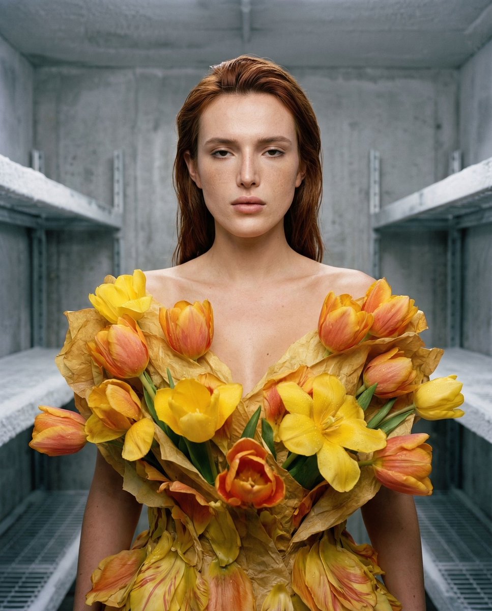 { "vibe_title_en": "Botanical Apathy", "master_prompt": "一张超现实的、高级的时尚人像,主角散发着「高级冷漠 (Haute…
